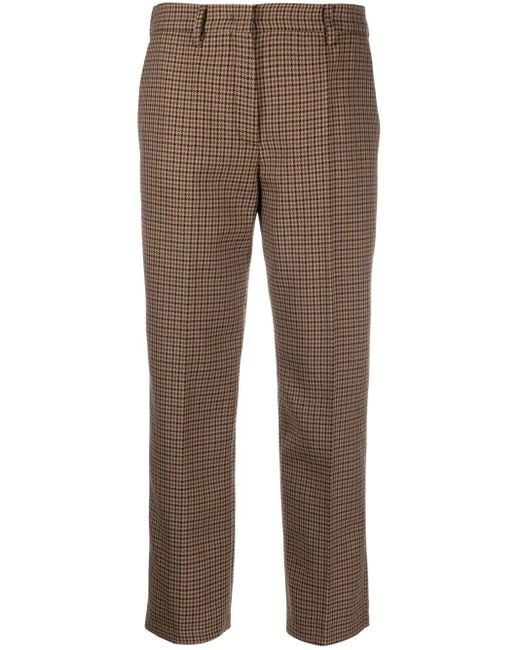 Prada ハウンドトゥースチェック パンツ Brown