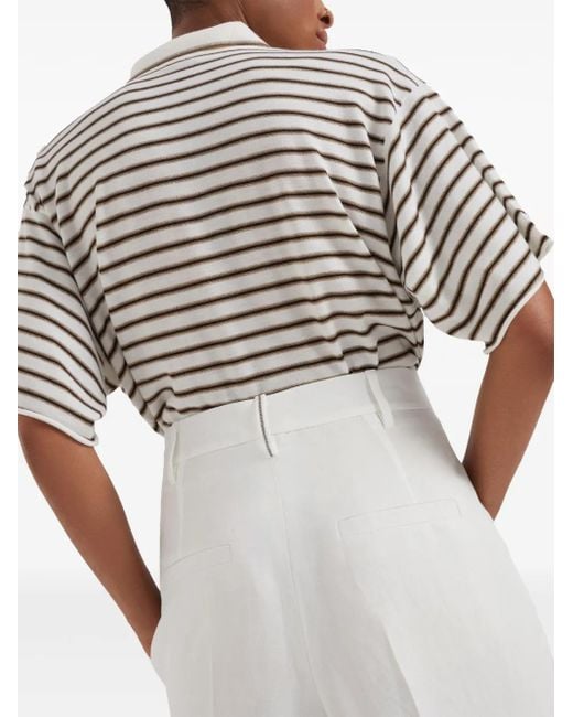 Brunello Cucinelli White High-Waist Cropped Trousers