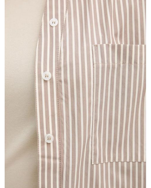 Benetton Natural Vertical-Stripe Chest-Pocket Shirt