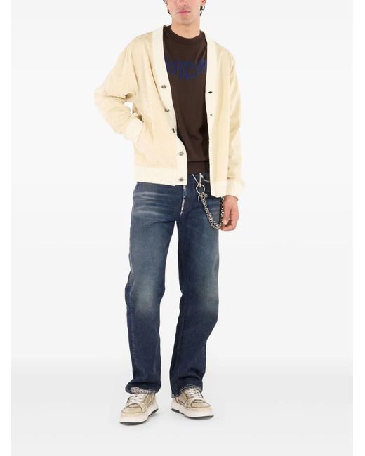 Roberto Cavalli Natural Python-Print Cardigan for men