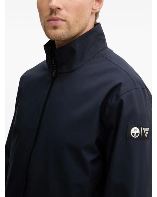 Guess Blue Logo-Patch Zip-Up Jacket for men