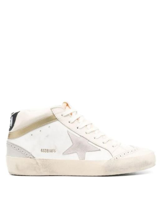 Golden Goose Deluxe Brand White Mid Star Trainers With Star