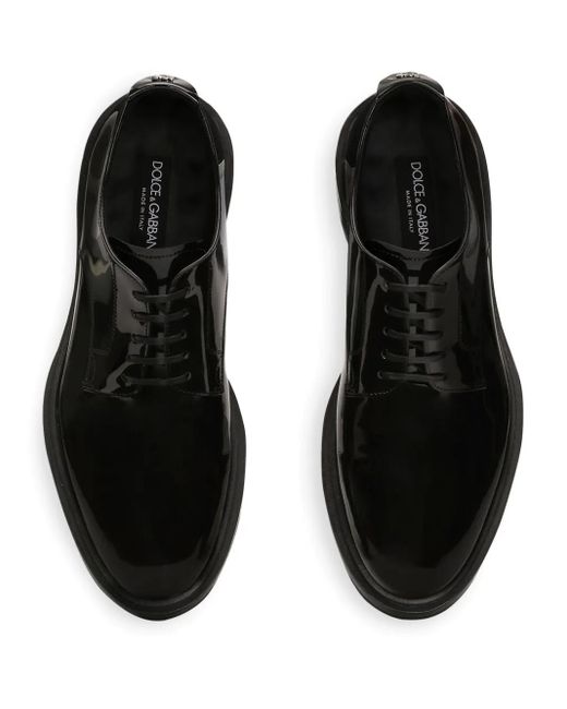 Dolce & Gabbana Black Patent Leather Derby Shoes for men