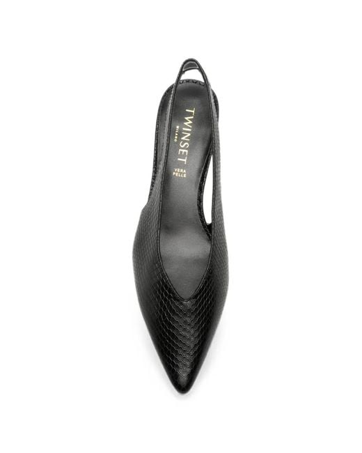Twinset Black Pointed-Toe Slingback Pumps
