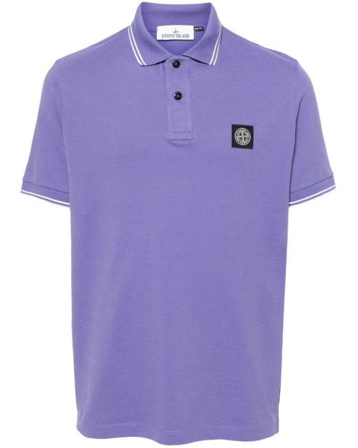 Stone Island Poloshirt Met Patroon in het Purple voor heren