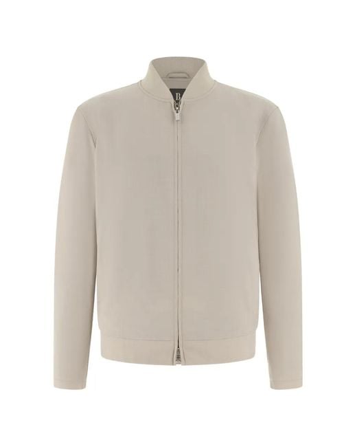 Boggi White Zip-Up Bomber Jacket for men