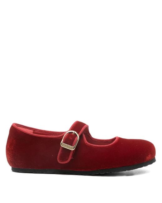 Birkenstock Red Santa Clarita Buckled Ballet Flats