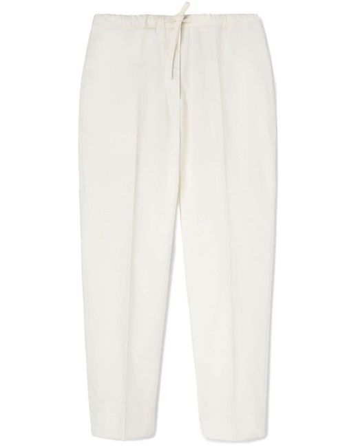 Jil Sander White Drawstring-waistband Cotton Trousers