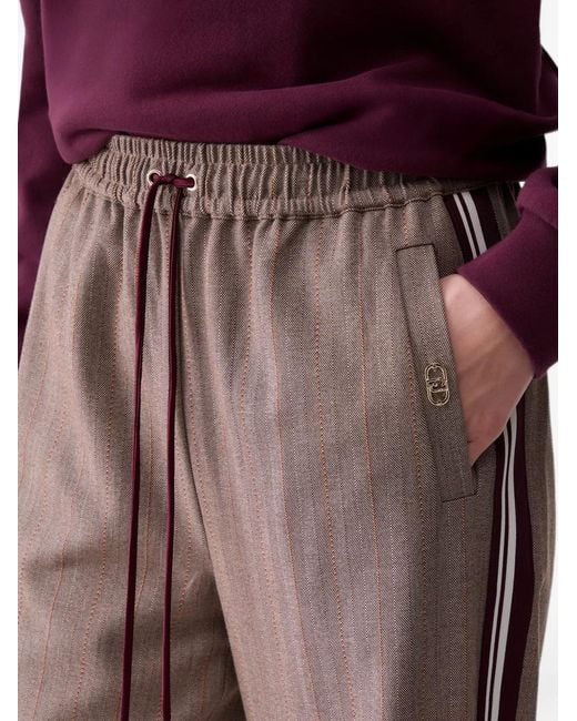 Liu Jo Natural Pinstriped Drawstring Track Pants
