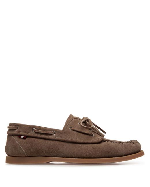 Bally Lace-up Suede Loafers in Brown for Men | Lyst