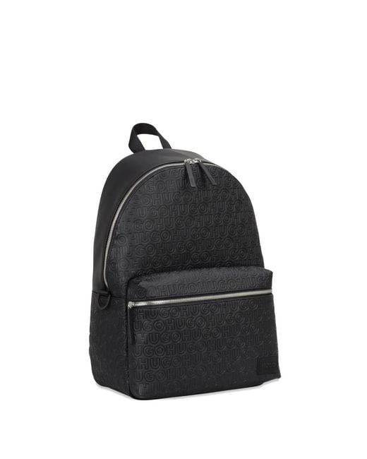 HUGO Black Logo-Motif Backpack for men