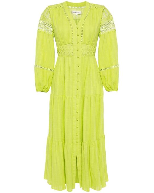 Diane von Furstenberg Gigi Katoenen Midi-jurk in het Yellow