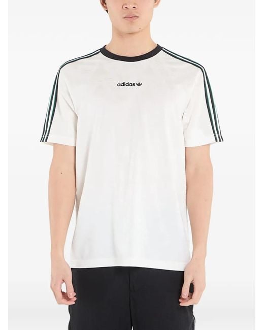 Adidas White Stripe-Detail Jersey T-Shirt for men