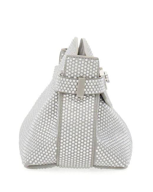 Pochette Hug À Ornements En Cristal Ferragamo en coloris Gray