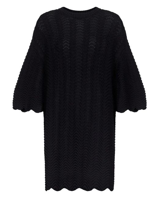 Loulou de Saison Black Wafa Drop-Shoulder Midi Dress