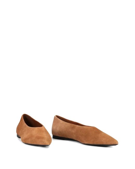 Vagabond Brown Hermine Pointed-Toe Suede Ballet Flats