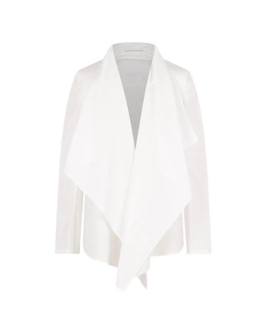 Yohji Yamamoto White Shawl-Lapel Poplin Jacket