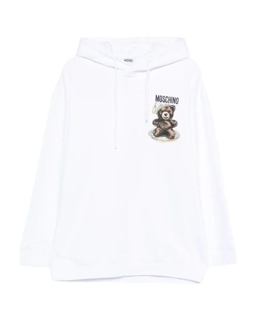 Moschino White Hoodie À Imprimé Graphique