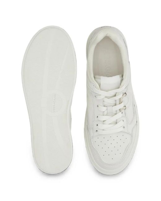 Ferragamo White Gancini Sneakers for men