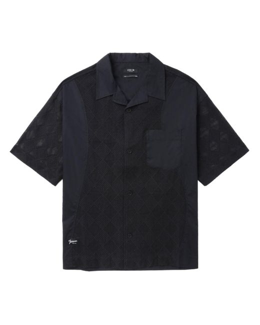 FIVE CM Blue Geometric-pattern Cotton Shirt for men
