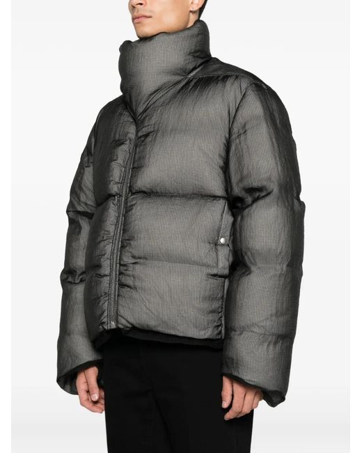 Rick Owens Gray Turtle Funnel-Neck Padded Jacket for men