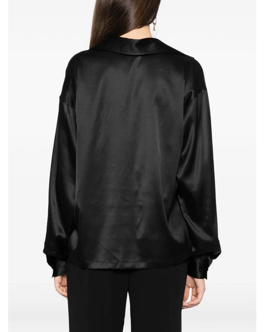Tom Ford Black Polo Collar V-Neck Top