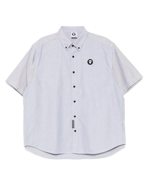 Camicia Con Applicazione di Aape By A Bathing Ape in Blue da Uomo