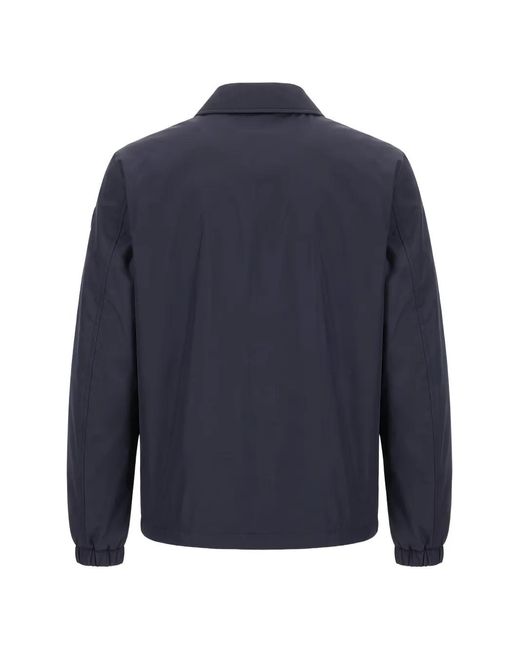 Moncler Blue Logo-Patch Button-Up Jacket for men