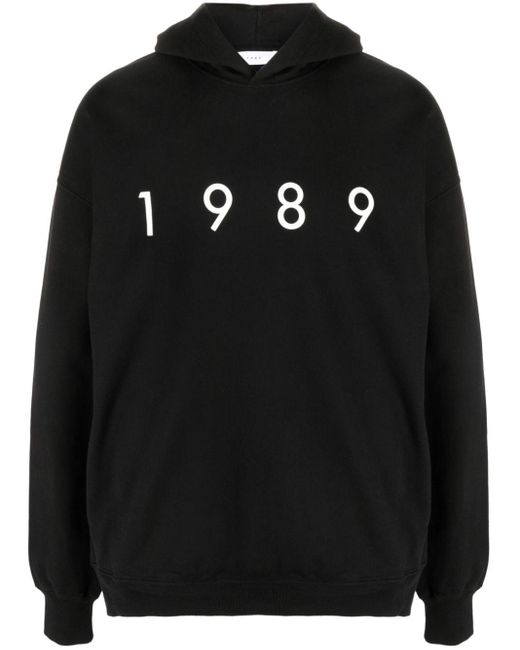 1989 STUDIO Black Logo-print Cotton Hoodie for men