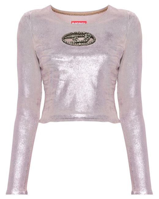DIESEL Pink De-Top1-Fsd Crystal-Embellished Top