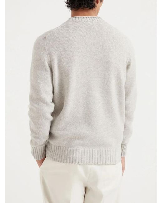 Brunello Cucinelli White Cashmere Jumper for men