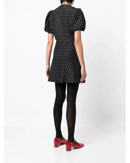 Macgraw Black Sorbet Polka-Dot Embroidered Dress