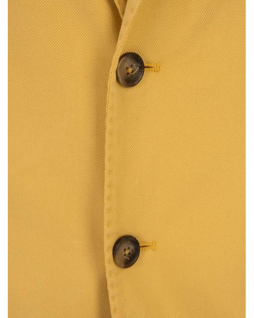 RUSSO CAPRI Yellow Oxford Button Blazer for men