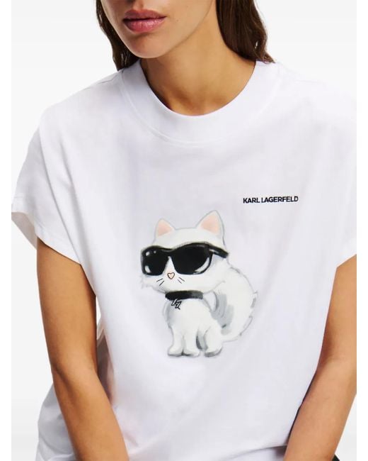 Karl Lagerfeld White Ikon Choupette Oversized T-Shirt