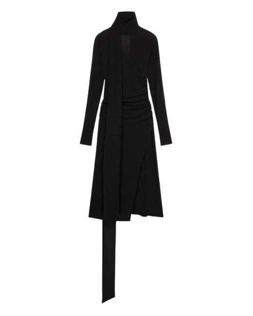 Blumarine Black High-Neck Draped Midi Dress