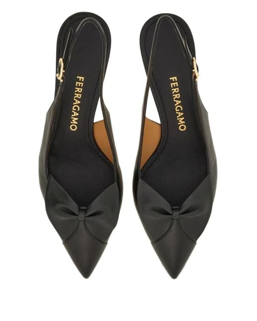 Ferragamo Black Bow Slingback Pumps