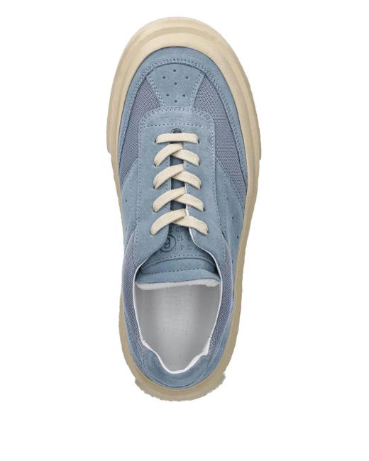 MM6 by Maison Martin Margiela Blue Mesh-Panel Suede Sneakers