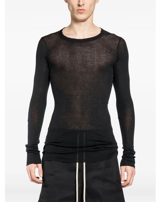 Rick Owens Black Long-Sleeve T-Shirt for men