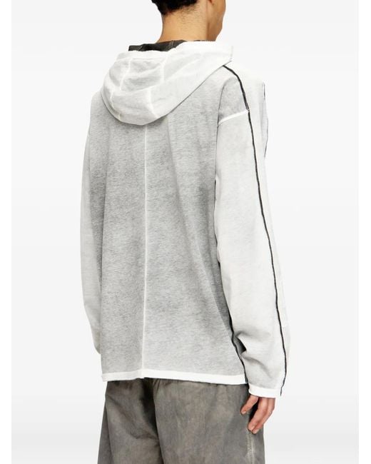 DIESEL Gray Cotton Hoodie With Colour Spray for men