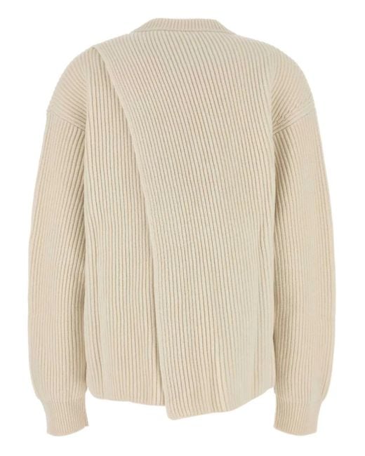 Jil Sander Natural Ribbed Wool Sweater