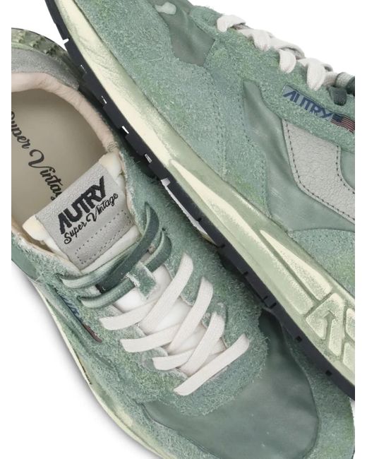 Autry Green Reelwind Metallic-Panel Suede Sneakers for men