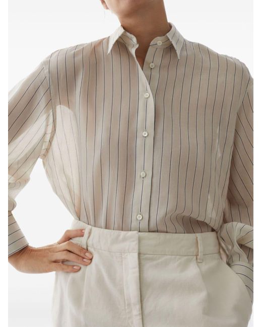 Brunello Cucinelli White Striped Cotton-blend Shirt