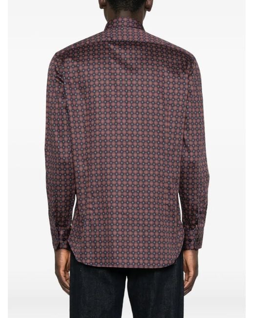 Etro Purple Geometric-Print Long-Sleeve Shirt for men
