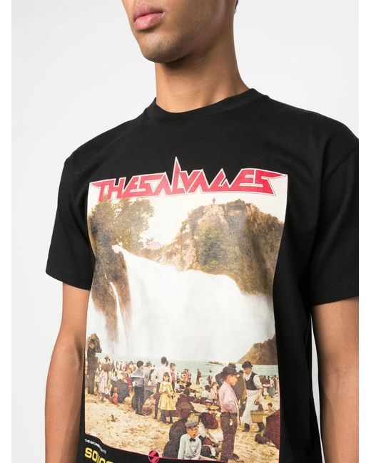 The Salvages Black Graphic-Print T-Shirt for men