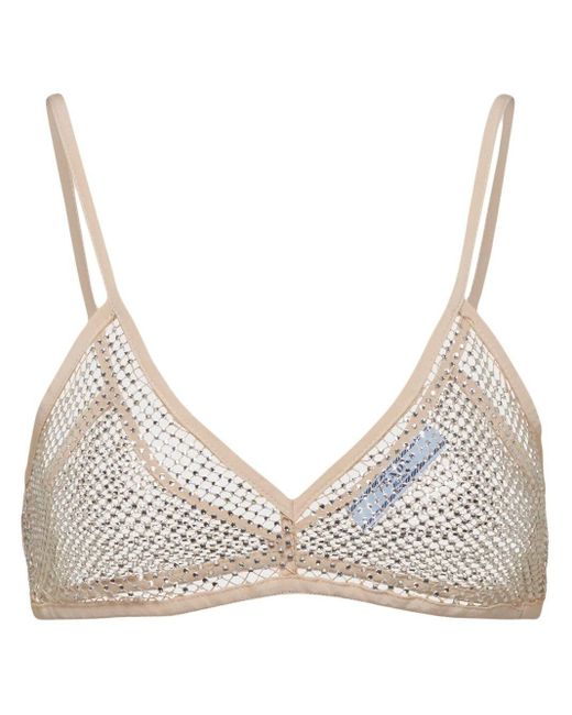 Top reggiseno con strass di Prada in Natural