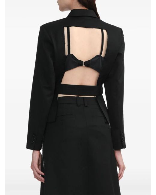 VAQUERA Black Open-Back Belted Blazer