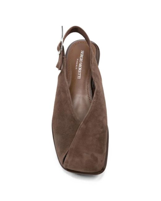 SERGIO MORETTI FIRENZE Brown Buckle-Fastening Slingback Loafers