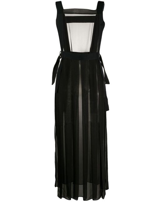 McQ Silk Sheer D-ring Apron Dress in Black - Lyst