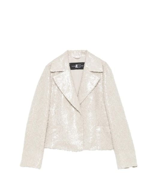 Luisa Cerano White Sequin-Embellished Jacket