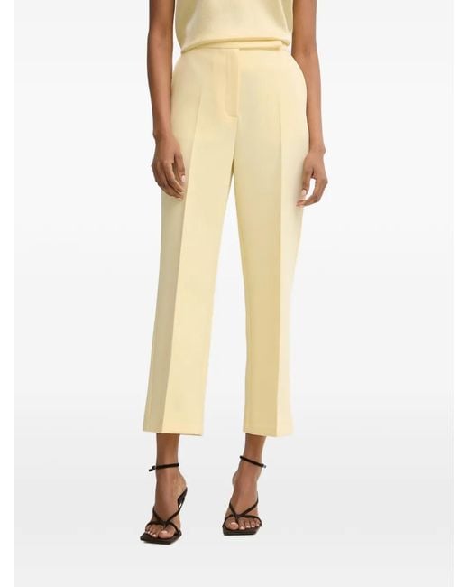 Morgan Natural Pressed-Crease Cropped Trousers